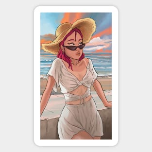 Sun tanned skin girl at sunset Sticker